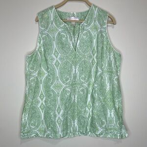 Oscar de la renta womens green Paisley Sleeveless Top XL